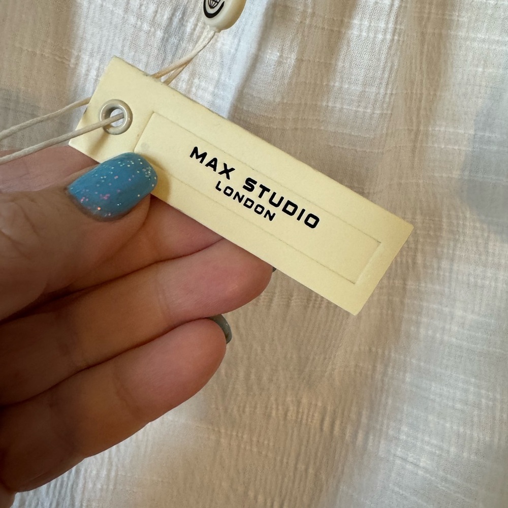 NWT Max Studio Women's Ivory Ruched Top  LARGE   #7 - Picture 8 of 8